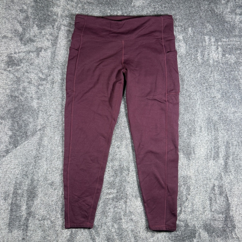 Athleta Altitude Stash Tight Polartec Power Stretch Leggings XL Maroon Burgundy